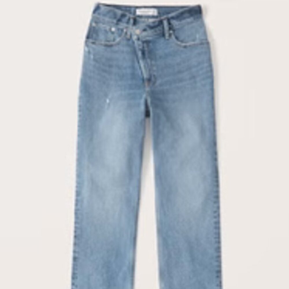 Women Abercrombie & Fitch Ultra High Rise Asymmetric Waist Straight Jeans 12S